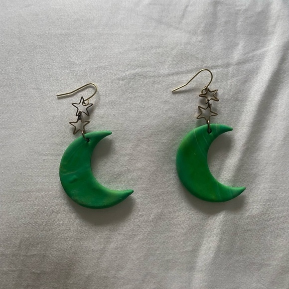 Handmade crescent moon earrings - Picture 2 of 2